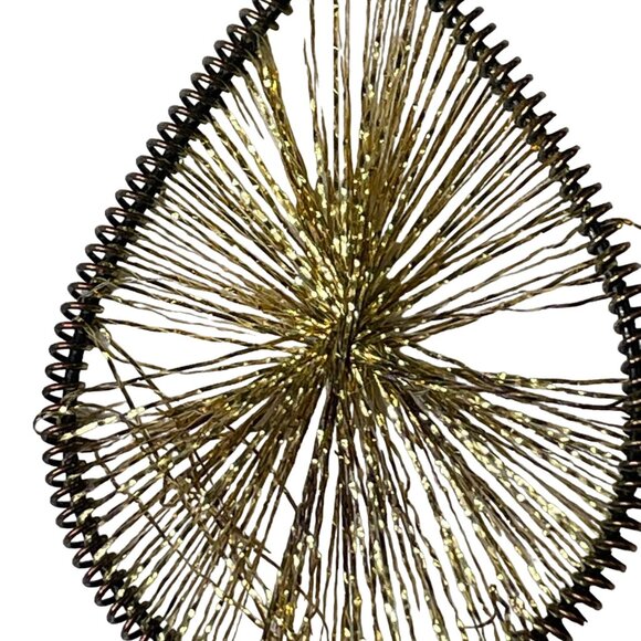 Teardrop Wire Wrapped Earrings Gold Glitter Thread Lightweight Boho Jewelry  u - Picture 3 of 4